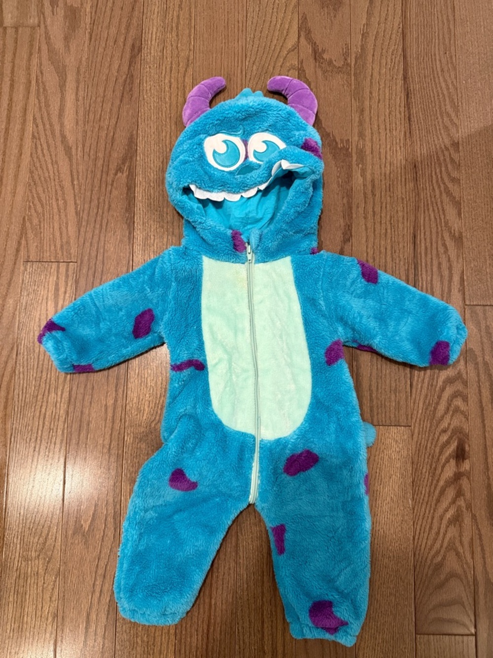 Blue Monster Plush Hooded One-Piece for Kids - Halloween